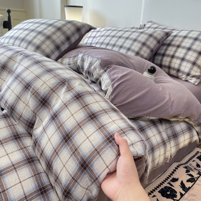 91家纺网 家纺一手货源 找家纺 红日子纺织品 2026春夏云感复古+小清新皱皱纱四件套 米兰-兰