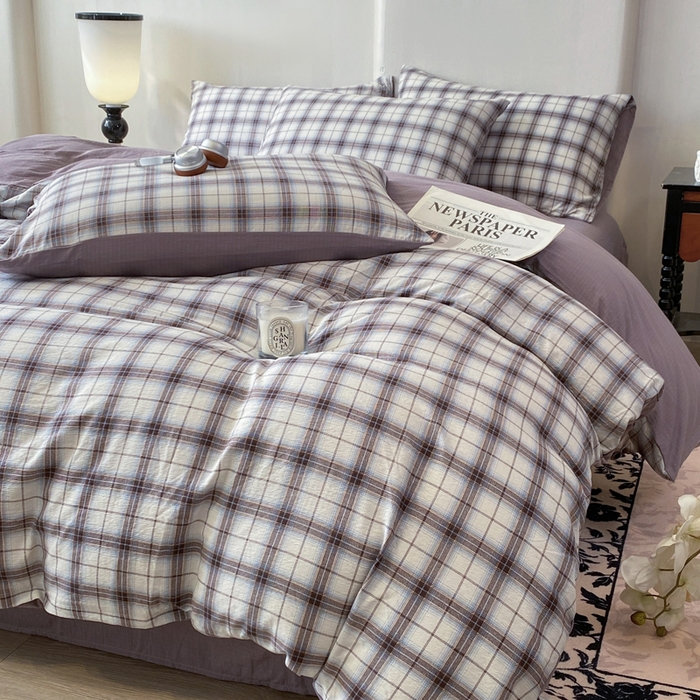 91家纺网 家纺一手货源 找家纺 红日子纺织品 2026春夏云感复古+小清新皱皱纱四件套 米兰-兰