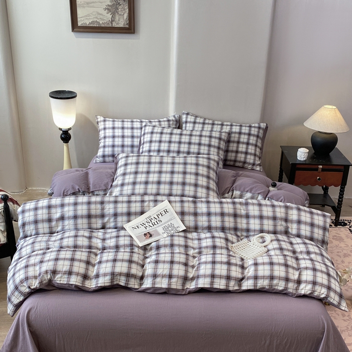 91家纺网 家纺一手货源 找家纺 红日子纺织品 2026春夏云感复古+小清新皱皱纱四件套 米兰-兰