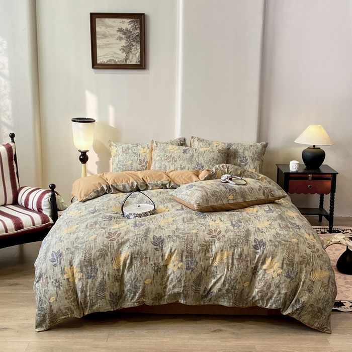 91家纺网 家纺一手货源 找家纺 红日子纺织品 2026春夏云感复古+小清新皱皱纱四件套 倩馨-浅绿