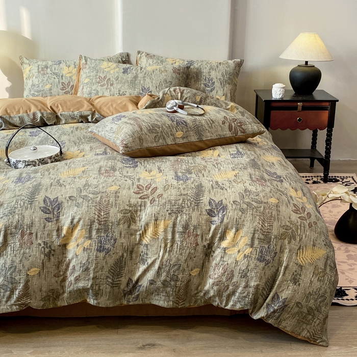 91家纺网 家纺一手货源 找家纺 红日子纺织品 2026春夏云感复古+小清新皱皱纱四件套 倩馨-浅绿