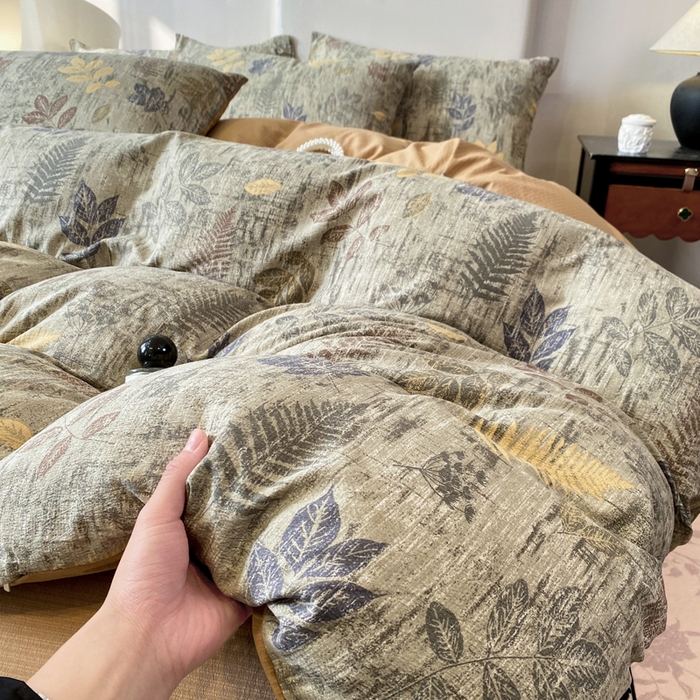 91家纺网 家纺一手货源 找家纺 红日子纺织品 2026春夏云感复古+小清新皱皱纱四件套 倩馨-浅绿