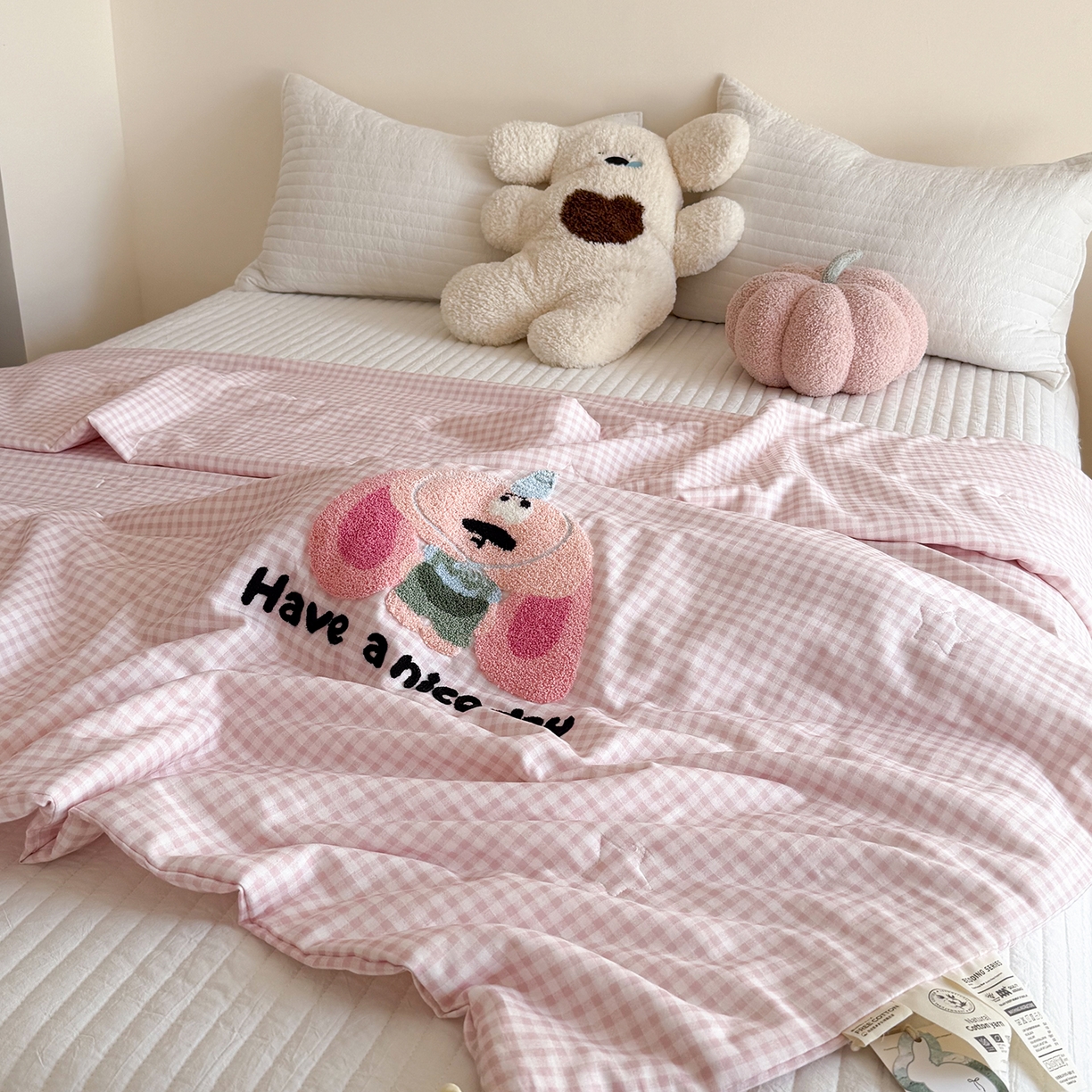 91家纺网 家纺一手货源 找家纺 （总）有货 2026新款全棉双层纱毛巾绣夏被春秋被被子被芯-森林萌宠