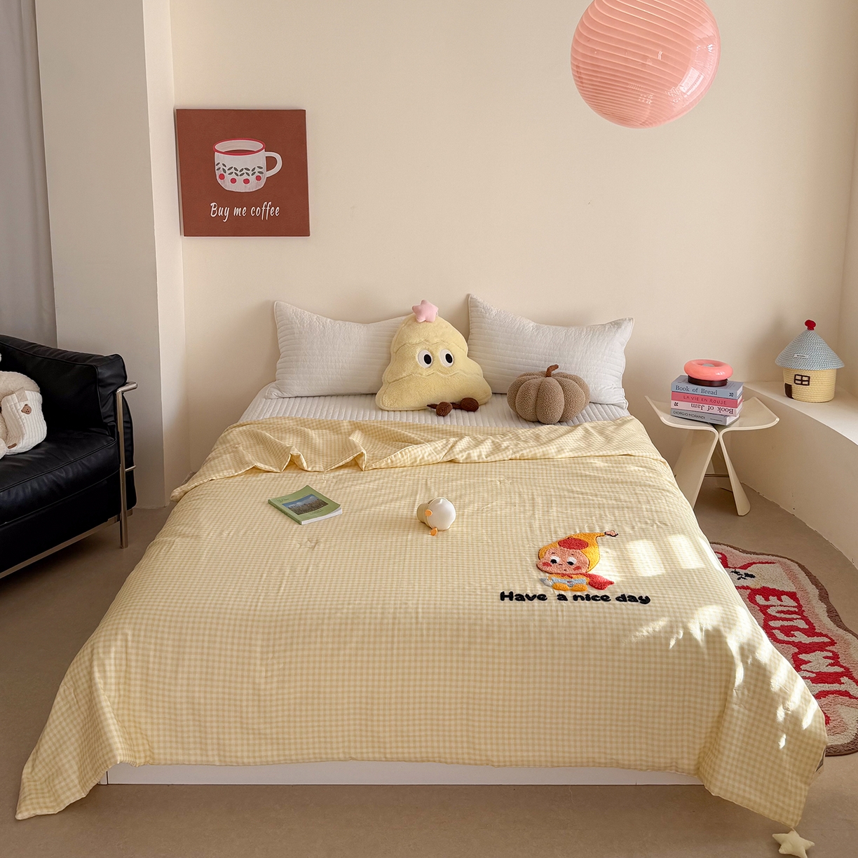 有货 2026新款全棉双层纱毛巾绣夏被春秋被被子被芯-森林萌宠 香蕉贝贝