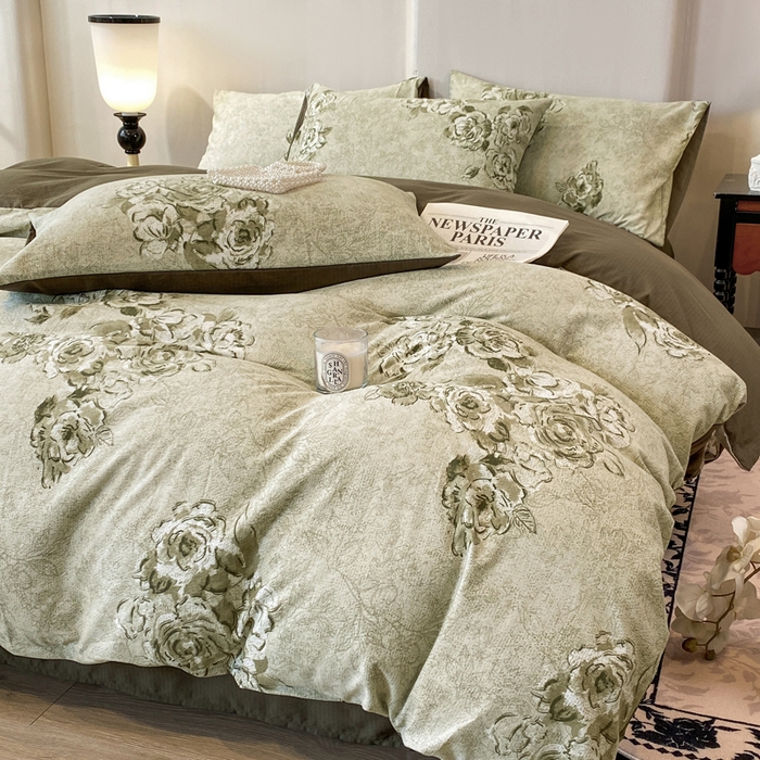 91家纺网 家纺一手货源 找家纺 红日子纺织品 2026春夏云感复古+小清新皱皱纱四件套 青萝-绿