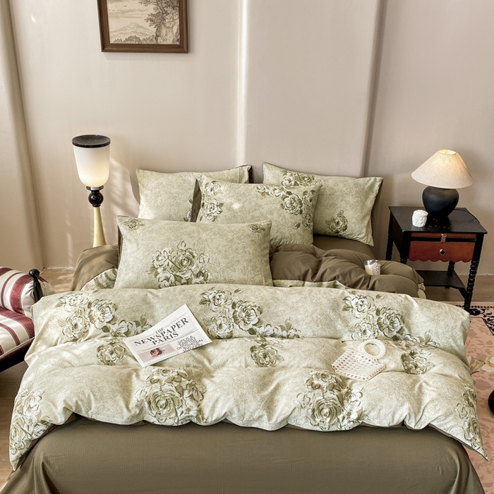 91家纺网 家纺一手货源 找家纺 红日子纺织品 2026春夏云感复古+小清新皱皱纱四件套 青萝-绿