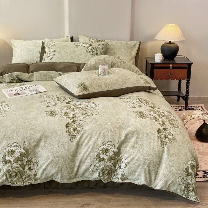 91家纺网 家纺一手货源 找家纺 红日子纺织品 2026春夏云感复古+小清新皱皱纱四件套 青萝-绿