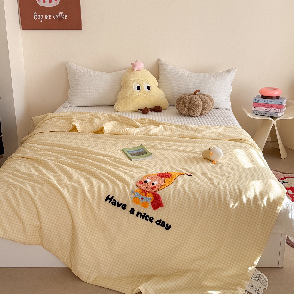 91家纺网 家纺一手货源 找家纺 有货 2026新款全棉双层纱毛巾绣夏被春秋被被子被芯-森林萌宠 香蕉贝贝