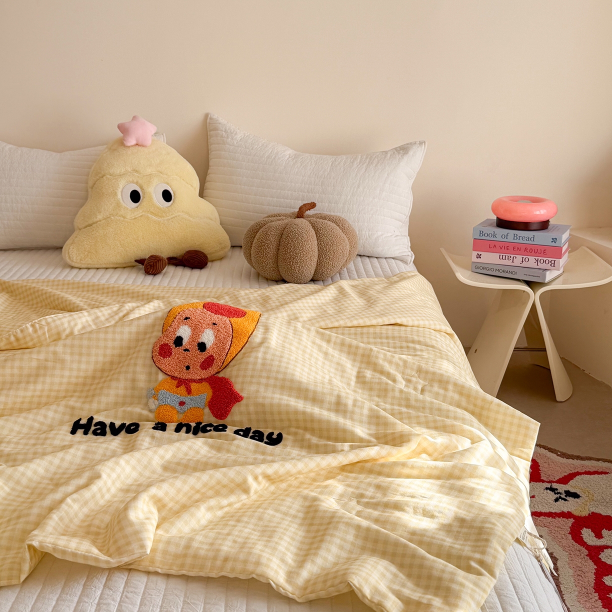 91家纺网 家纺一手货源 找家纺 有货 2026新款全棉双层纱毛巾绣夏被春秋被被子被芯-森林萌宠 香蕉贝贝