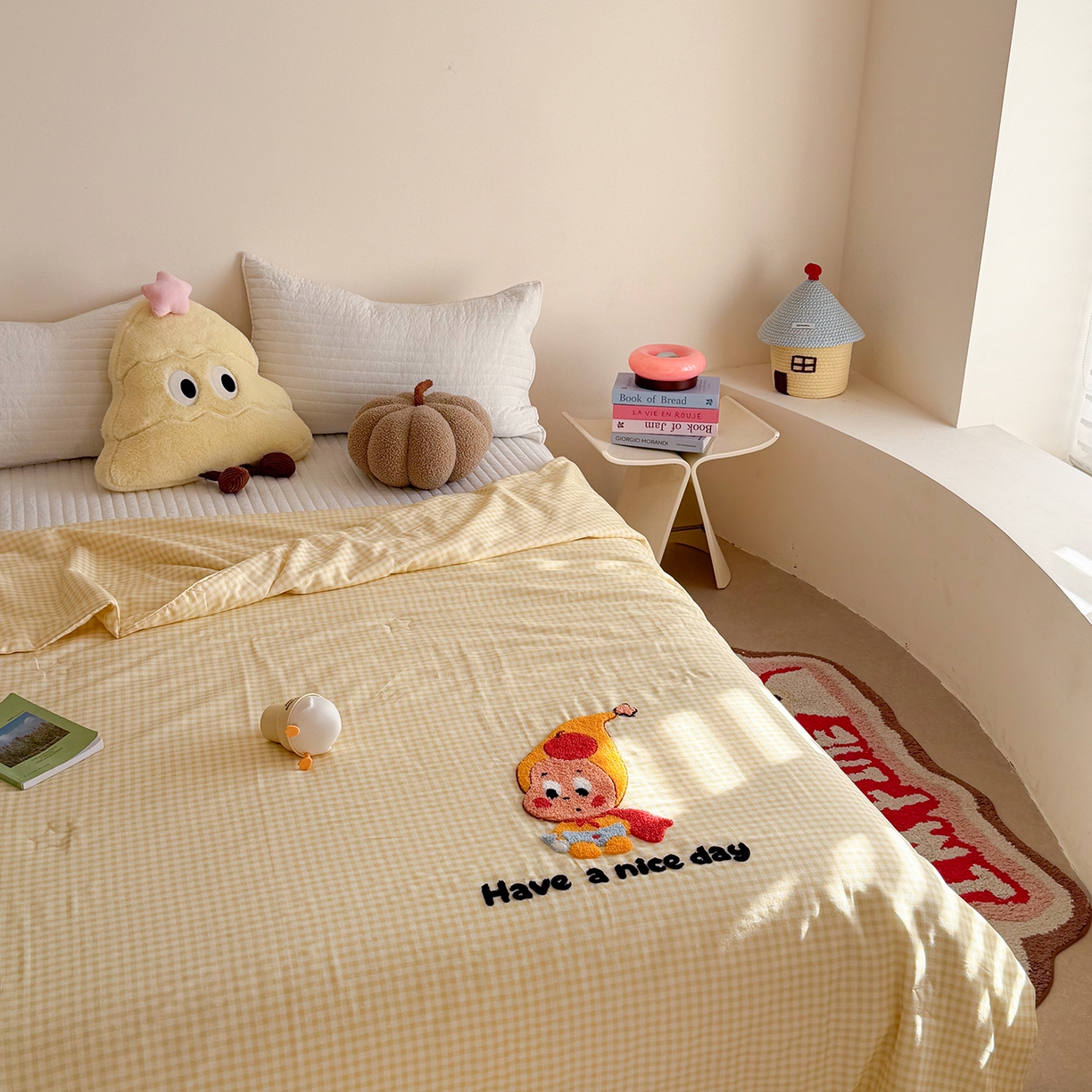 91家纺网 家纺一手货源 找家纺 有货 2026新款全棉双层纱毛巾绣夏被春秋被被子被芯-森林萌宠 香蕉贝贝