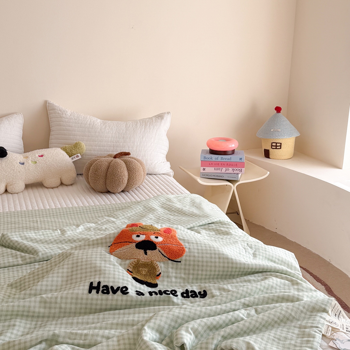 91家纺网 家纺一手货源 找家纺 有货 2026新款全棉双层纱毛巾绣夏被春秋被被子被芯-森林萌宠 狐小狸