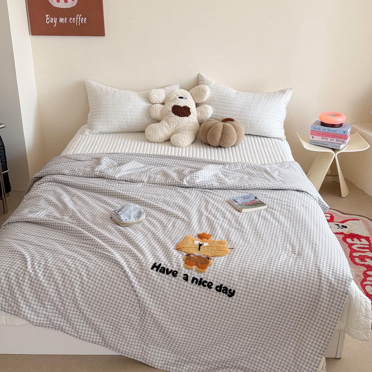 91家纺网 家纺一手货源 找家纺 有货 2026新款全棉双层纱毛巾绣夏被春秋被被子被芯-森林萌宠 森林精灵