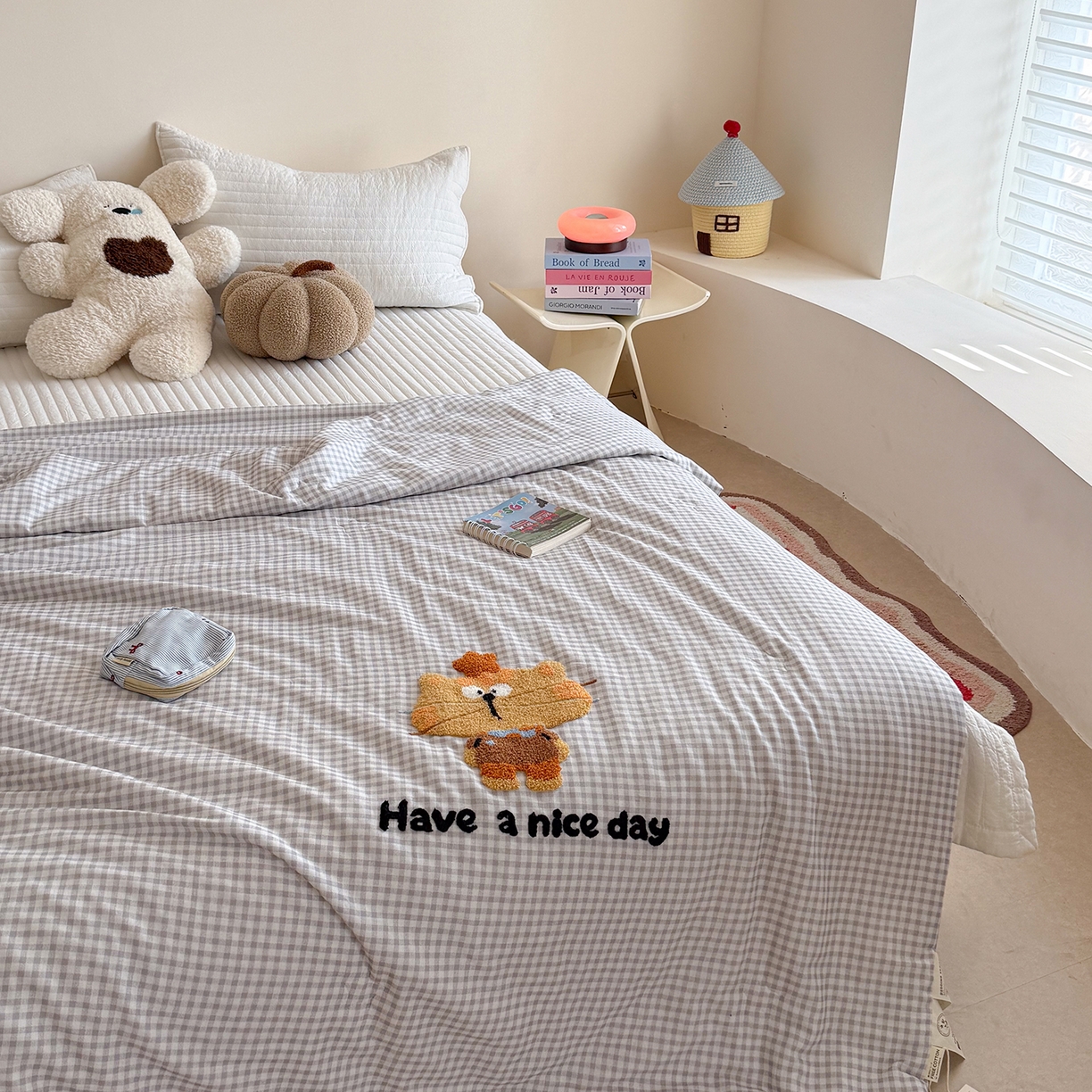 91家纺网 家纺一手货源 找家纺 有货 2026新款全棉双层纱毛巾绣夏被春秋被被子被芯-森林萌宠 森林精灵