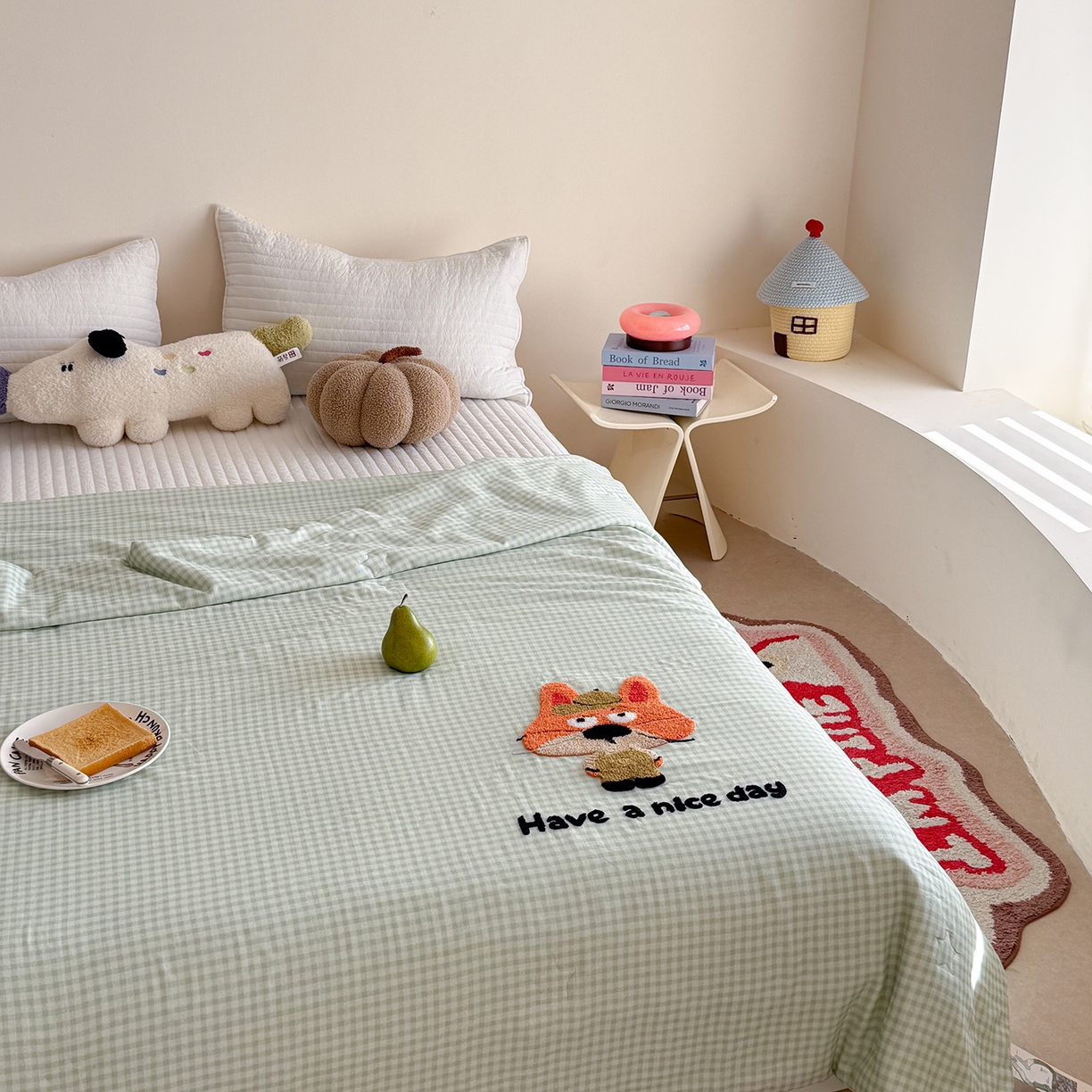 91家纺网 家纺一手货源 找家纺 有货 2026新款全棉双层纱毛巾绣夏被春秋被被子被芯-森林萌宠 狐小狸