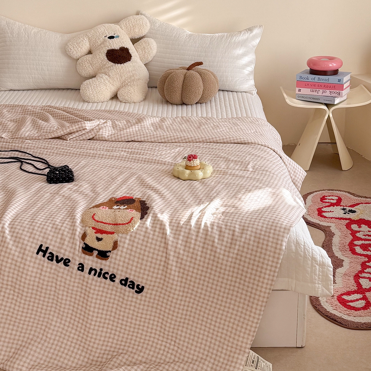 91家纺网 家纺一手货源 找家纺 有货 2026新款全棉双层纱毛巾绣夏被春秋被被子被芯-森林萌宠 马小帅