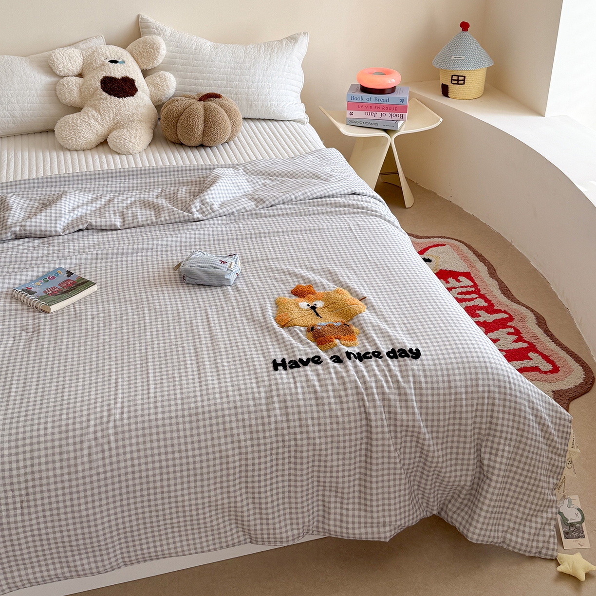 91家纺网 家纺一手货源 找家纺 有货 2026新款全棉双层纱毛巾绣夏被春秋被被子被芯-森林萌宠 森林精灵