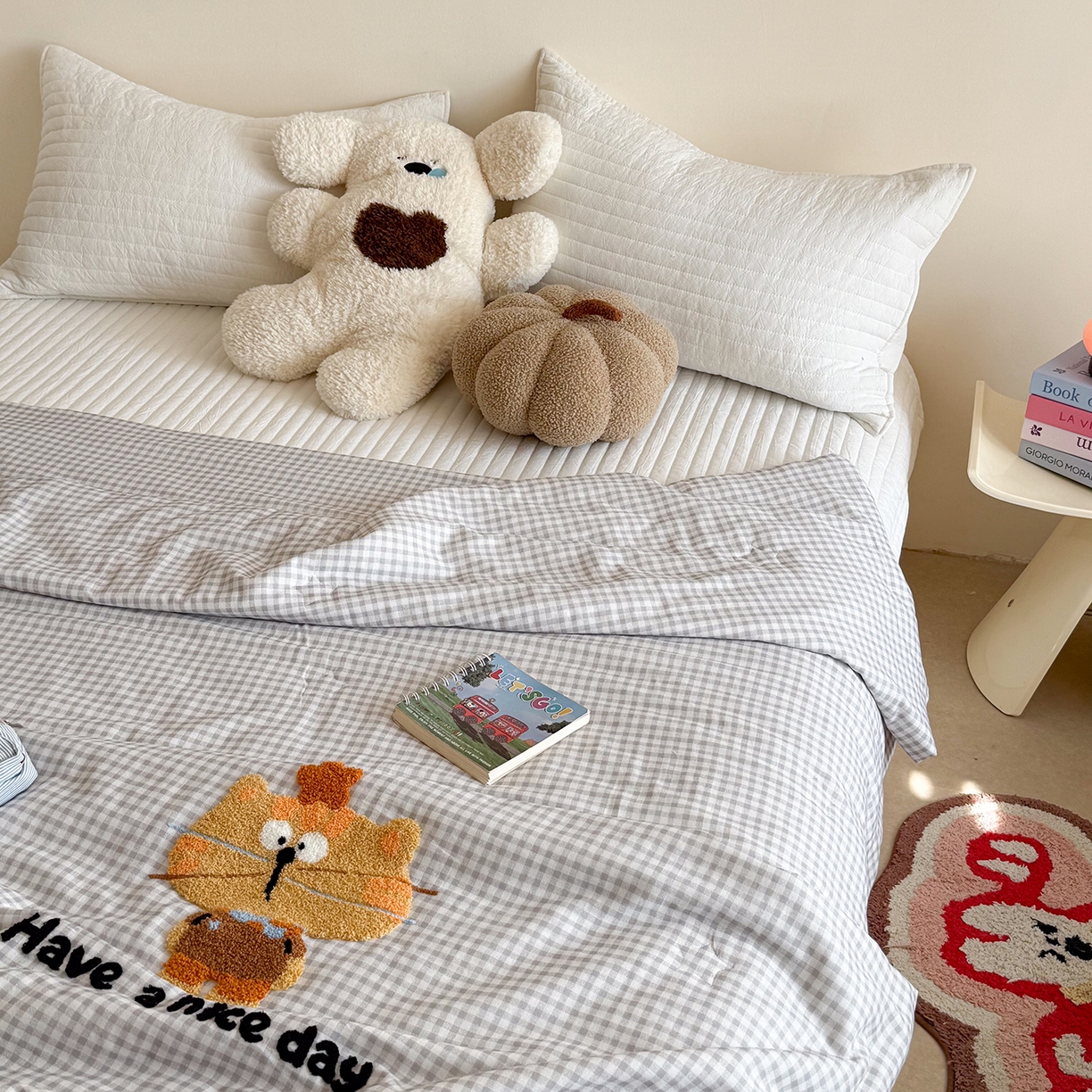 91家纺网 家纺一手货源 找家纺 有货 2026新款全棉双层纱毛巾绣夏被春秋被被子被芯-森林萌宠 森林精灵