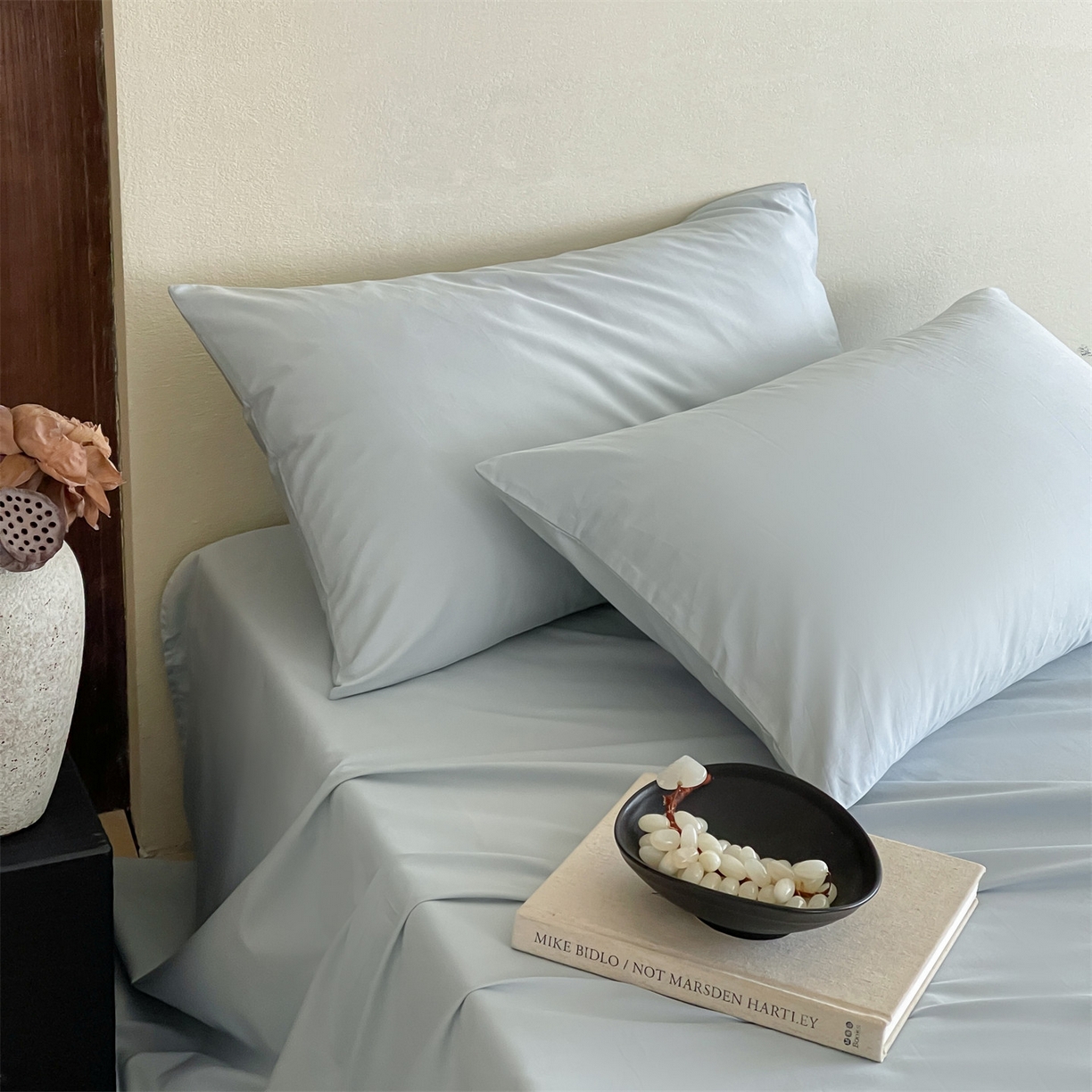 三味舒屋 2026新款初色系列全棉水洗棉系列单品枕套 冰水蓝