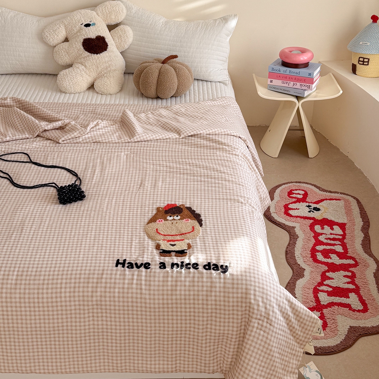 91家纺网 家纺一手货源 找家纺 有货 2026新款全棉双层纱毛巾绣夏被春秋被被子被芯-森林萌宠 马小帅