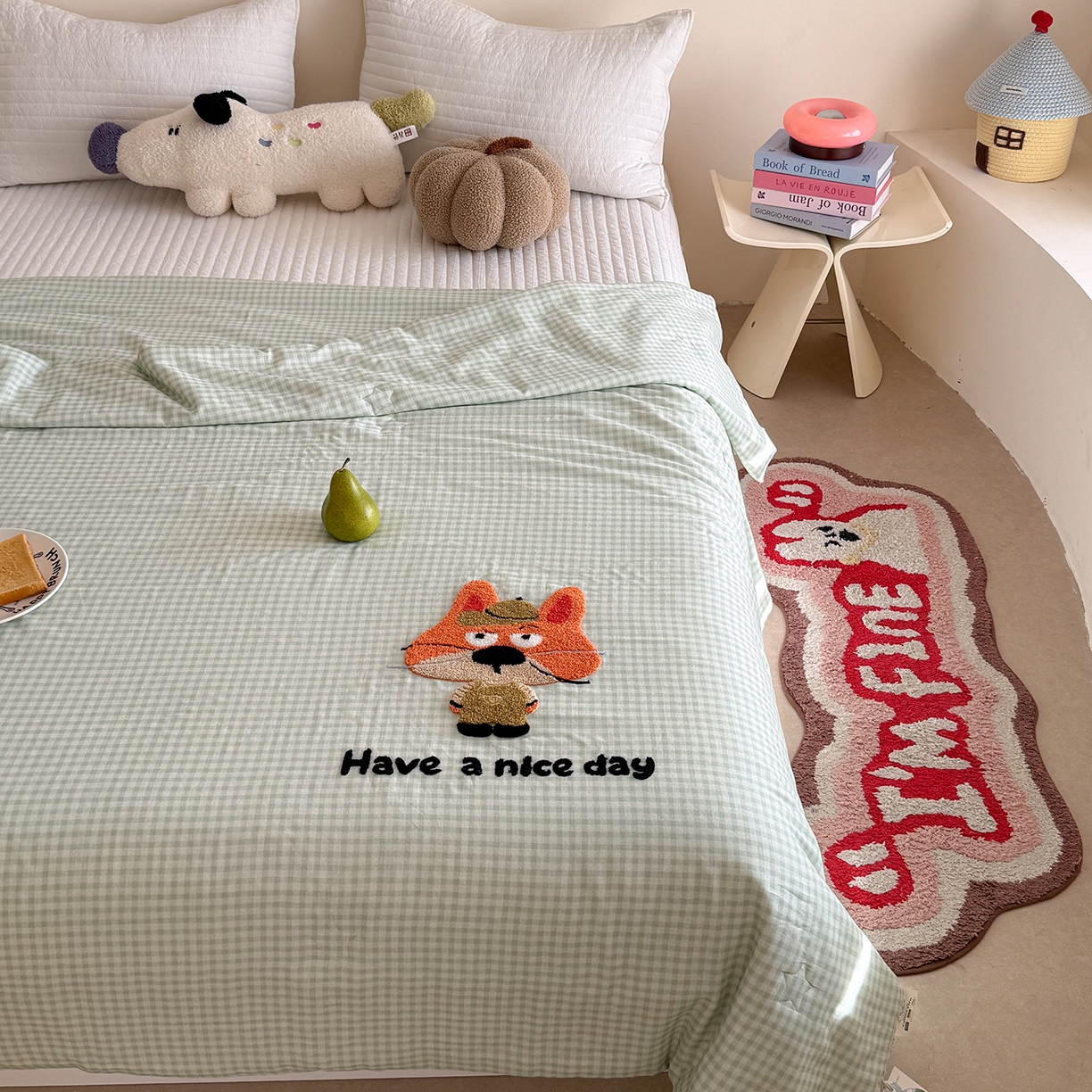 91家纺网 家纺一手货源 找家纺 有货 2026新款全棉双层纱毛巾绣夏被春秋被被子被芯-森林萌宠 狐小狸