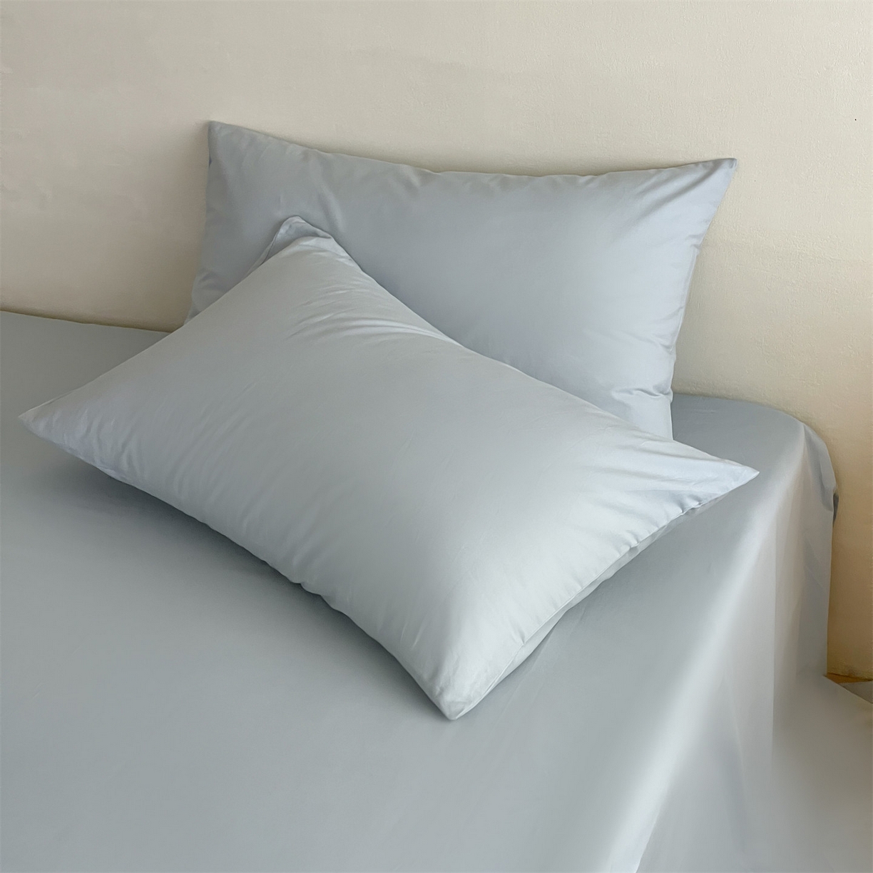 91家纺网 家纺一手货源 找家纺 三味舒屋 2026新款初色系列全棉水洗棉系列单品枕套 冰水蓝