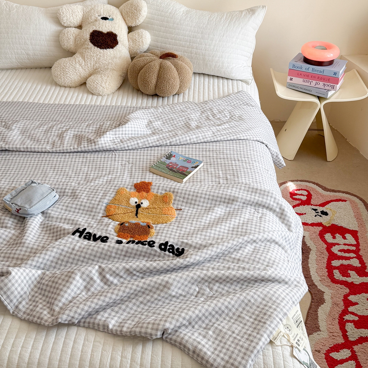 91家纺网 家纺一手货源 找家纺 有货 2026新款全棉双层纱毛巾绣夏被春秋被被子被芯-森林萌宠 森林精灵