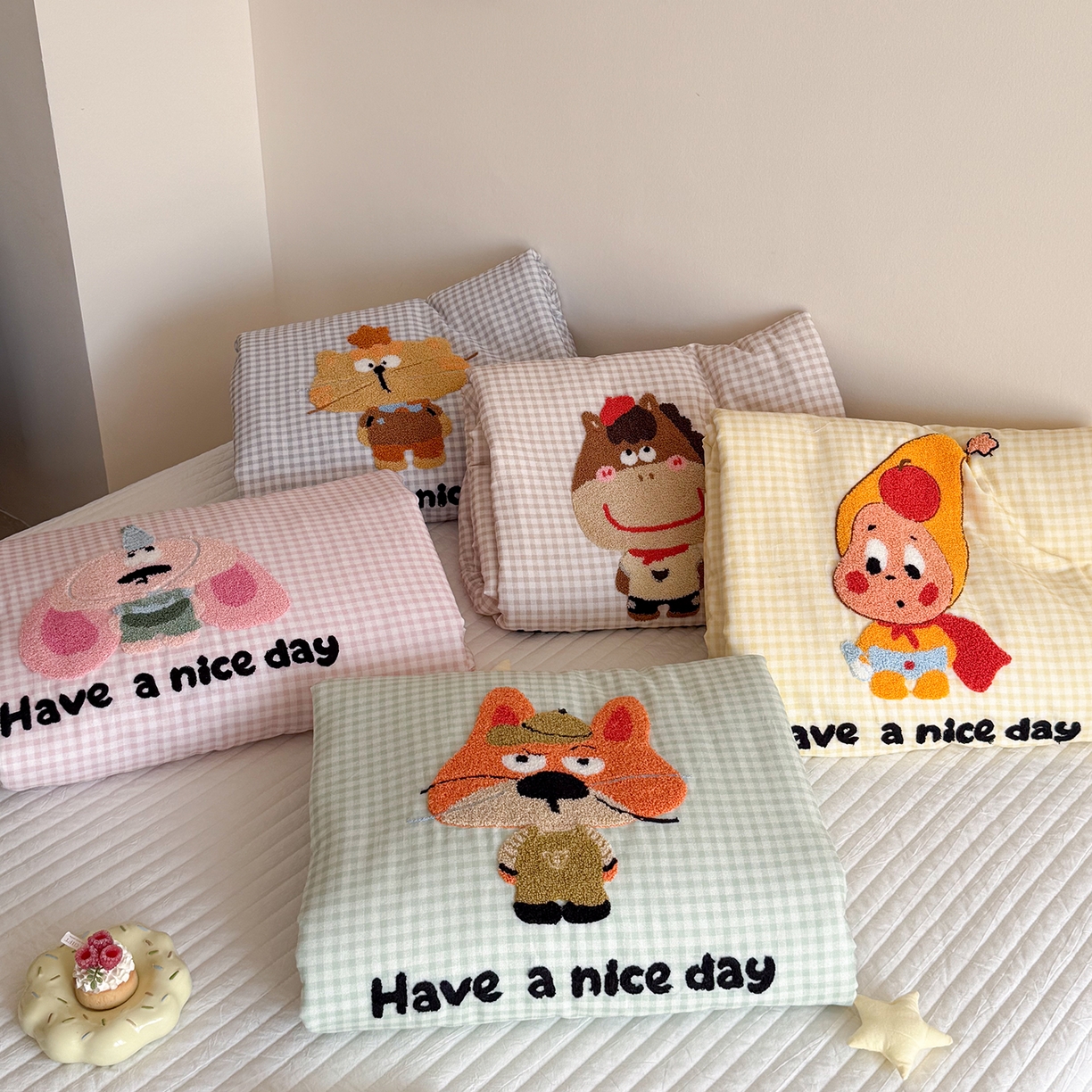 91家纺网 家纺一手货源 找家纺 有货 2026新款全棉双层纱毛巾绣夏被春秋被被子被芯-森林萌宠 组合