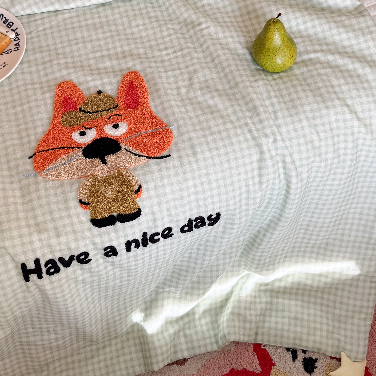 91家纺网 家纺一手货源 找家纺 有货 2026新款全棉双层纱毛巾绣夏被春秋被被子被芯-森林萌宠 狐小狸