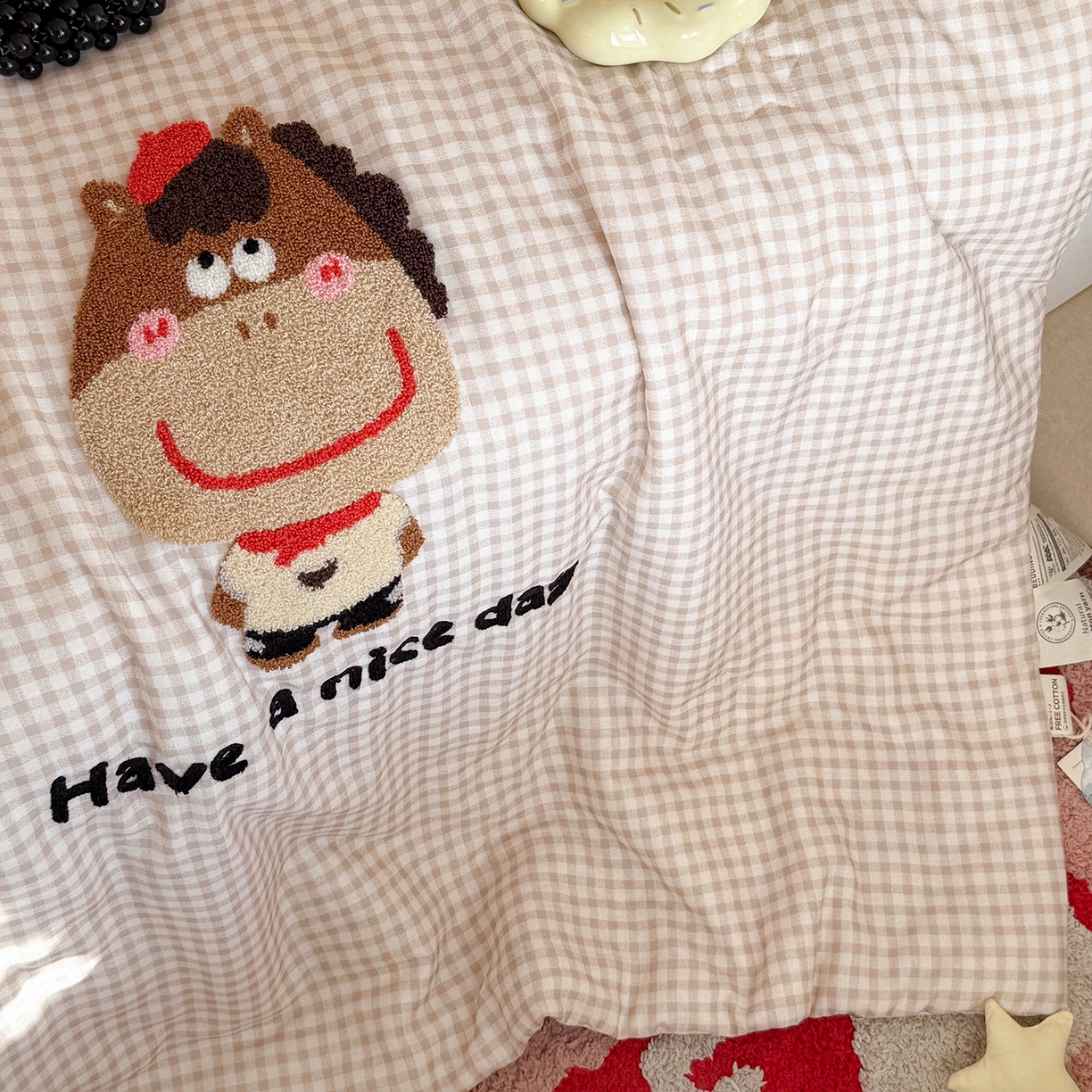 91家纺网 家纺一手货源 找家纺 有货 2026新款全棉双层纱毛巾绣夏被春秋被被子被芯-森林萌宠 马小帅