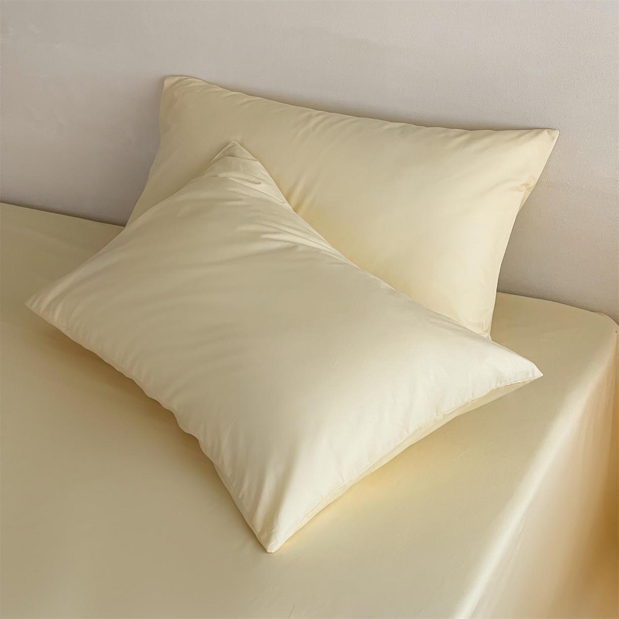 91家纺网 家纺一手货源 找家纺 三味舒屋 2026新款初色系列全棉水洗棉系列单品枕套 米黄