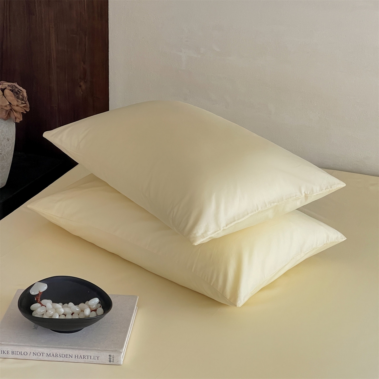 91家纺网 家纺一手货源 找家纺 三味舒屋 2026新款初色系列全棉水洗棉系列单品枕套 米黄