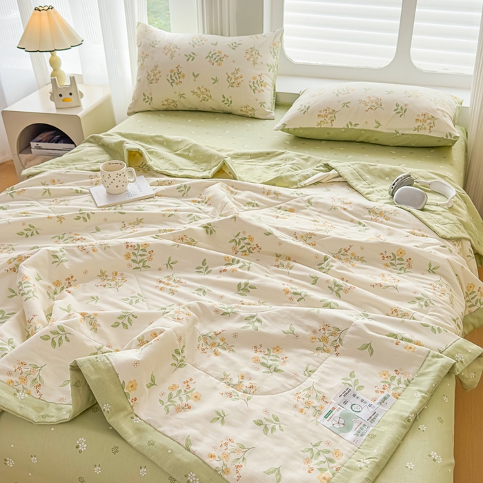 91家纺网 家纺一手货源 找家纺 蓝雀翎 2025新款全棉印花新疆棉花夏被 花样年华