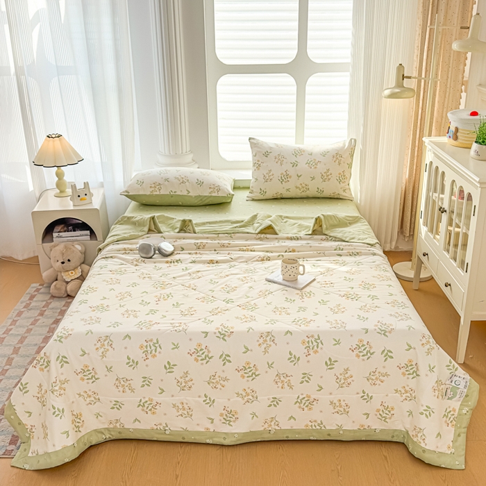 91家纺网 家纺一手货源 找家纺 蓝雀翎 2025新款全棉印花新疆棉花夏被 花样年华