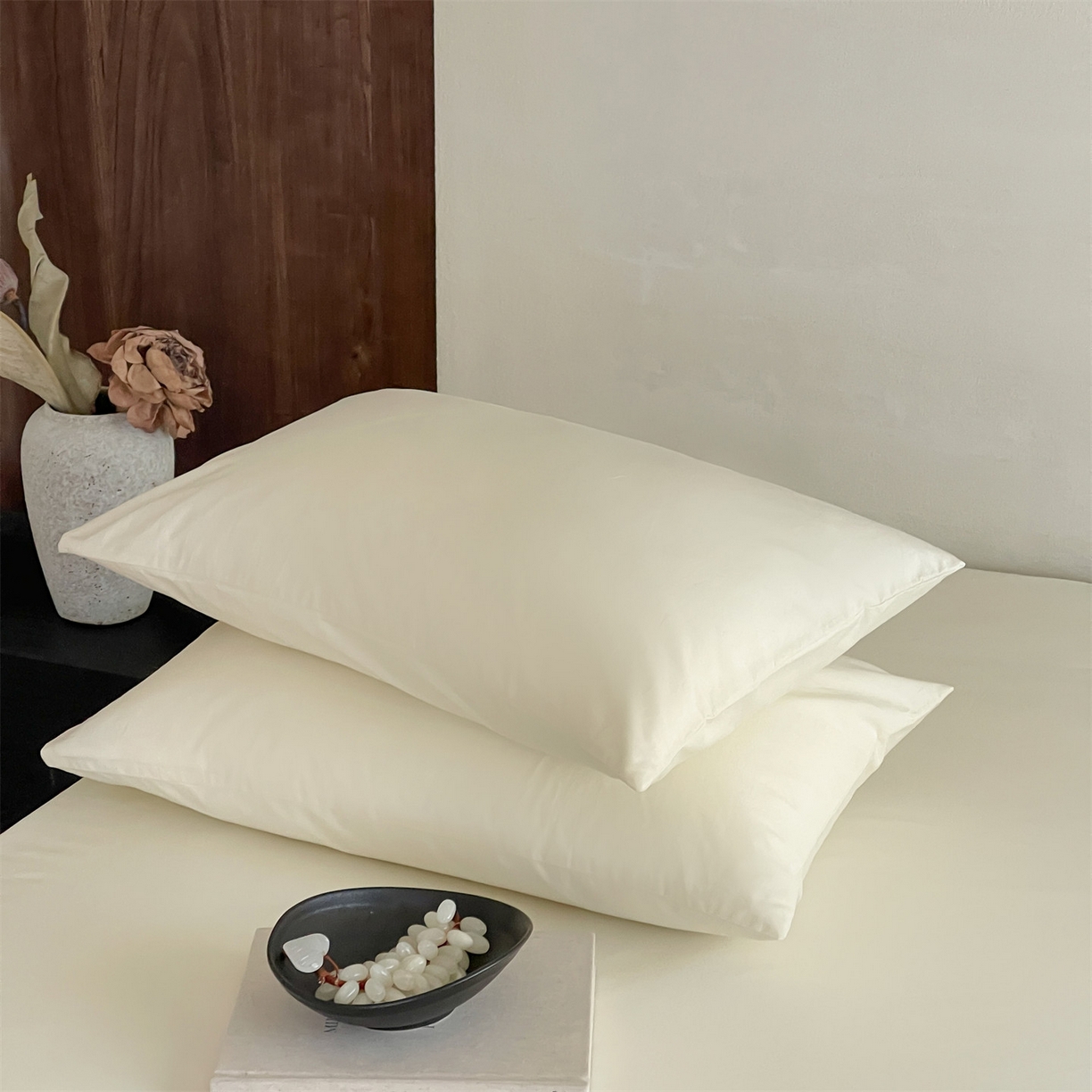 91家纺网 家纺一手货源 找家纺 三味舒屋 2026新款初色系列全棉水洗棉系列单品枕套 奶昔白