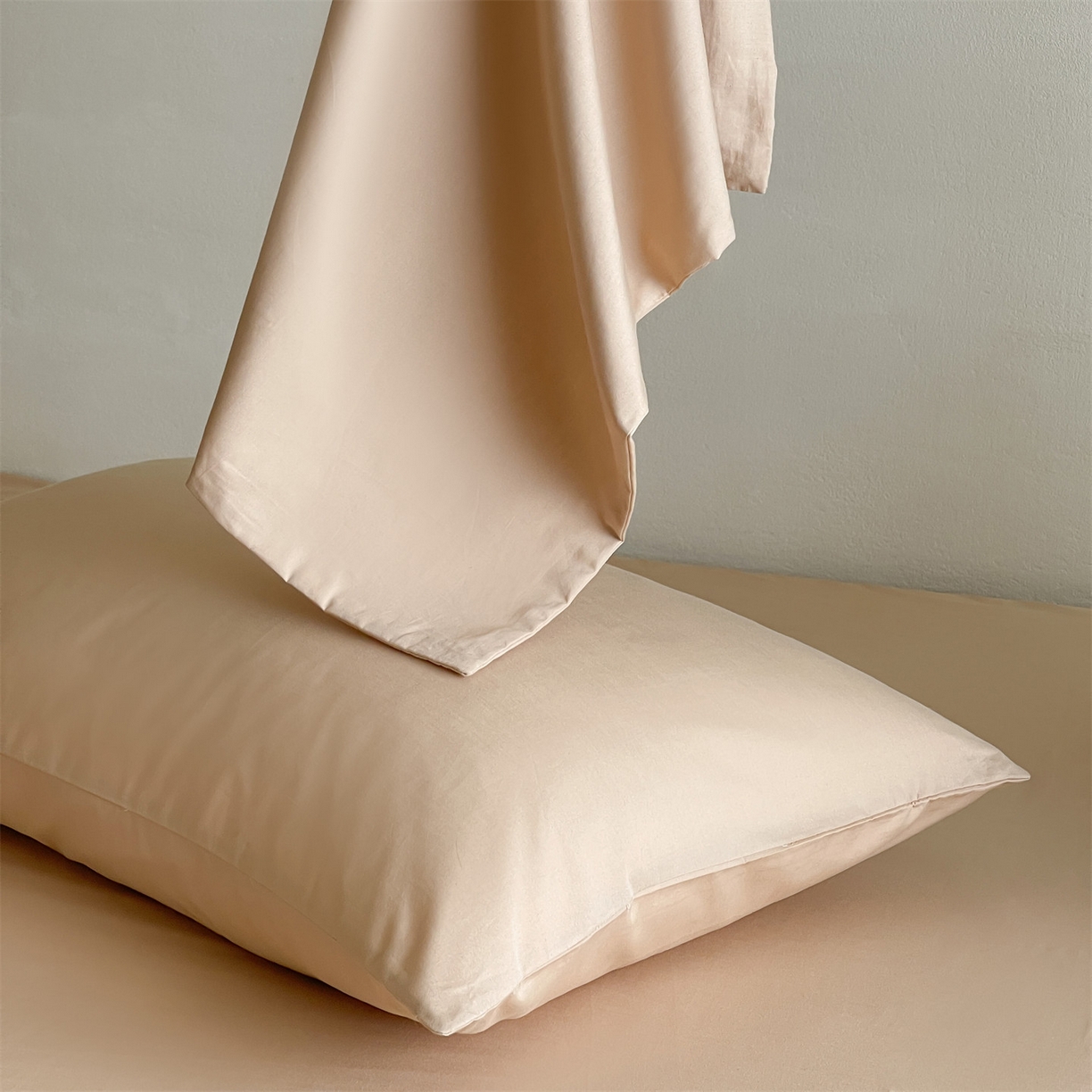 91家纺网 家纺一手货源 找家纺 三味舒屋 2026新款初色系列全棉水洗棉系列单品枕套 浅驼