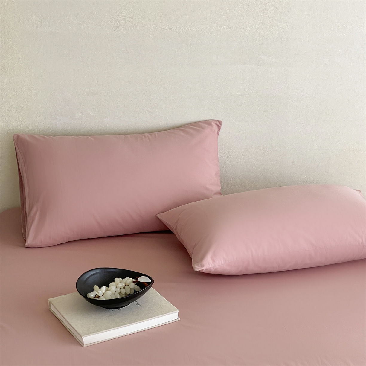 91家纺网 家纺一手货源 找家纺 三味舒屋 2026新款初色系列全棉水洗棉系列单品枕套 蔷薇粉