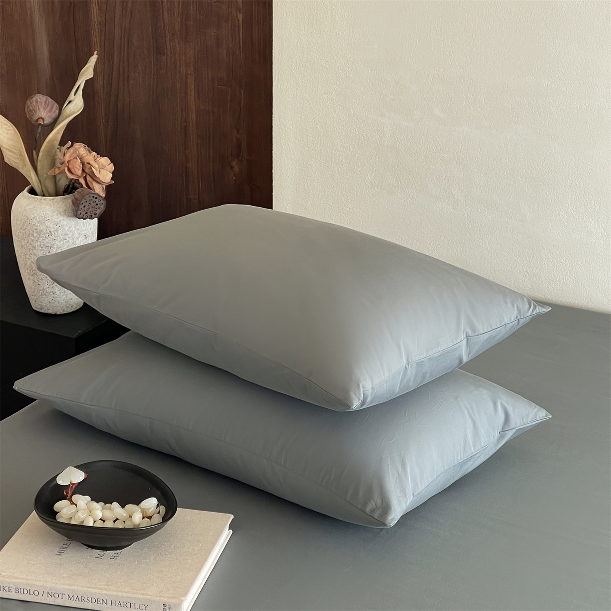 91家纺网 家纺一手货源 找家纺 三味舒屋 2026新款初色系列全棉水洗棉系列单品枕套 石墨灰