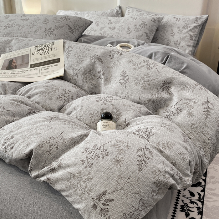 91家纺网 家纺一手货源 找家纺 红日子纺织品 2026春夏云感复古+小清新皱皱纱四件套 摇曳-灰