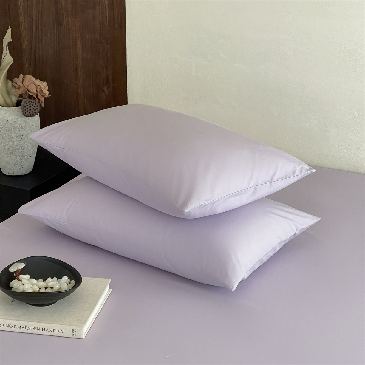 91家纺网 家纺一手货源 找家纺 三味舒屋 2026新款初色系列全棉水洗棉系列单品枕套 优雅紫