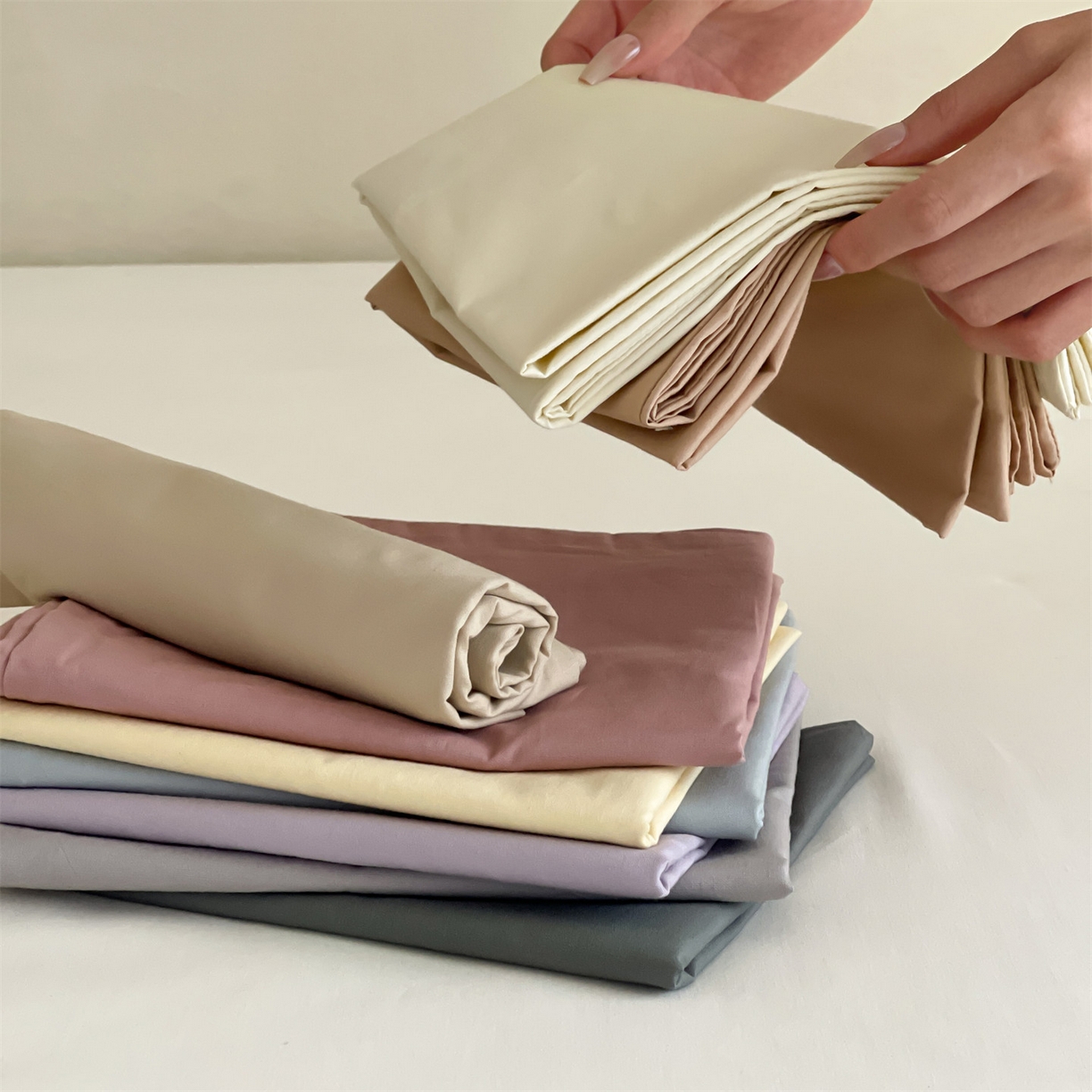 91家纺网 家纺一手货源 找家纺 三味舒屋 2026新款初色系列全棉水洗棉系列单品枕套 枕套组合