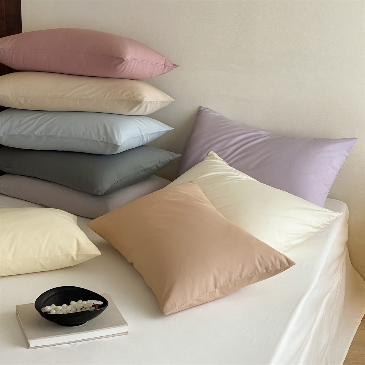 91家纺网 家纺一手货源 找家纺 三味舒屋 2026新款初色系列全棉水洗棉系列单品枕套 枕套组合