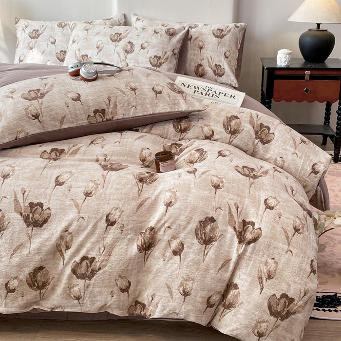 91家纺网 家纺一手货源 找家纺 红日子纺织品 2026春夏云感复古+小清新皱皱纱四件套 知音-卡