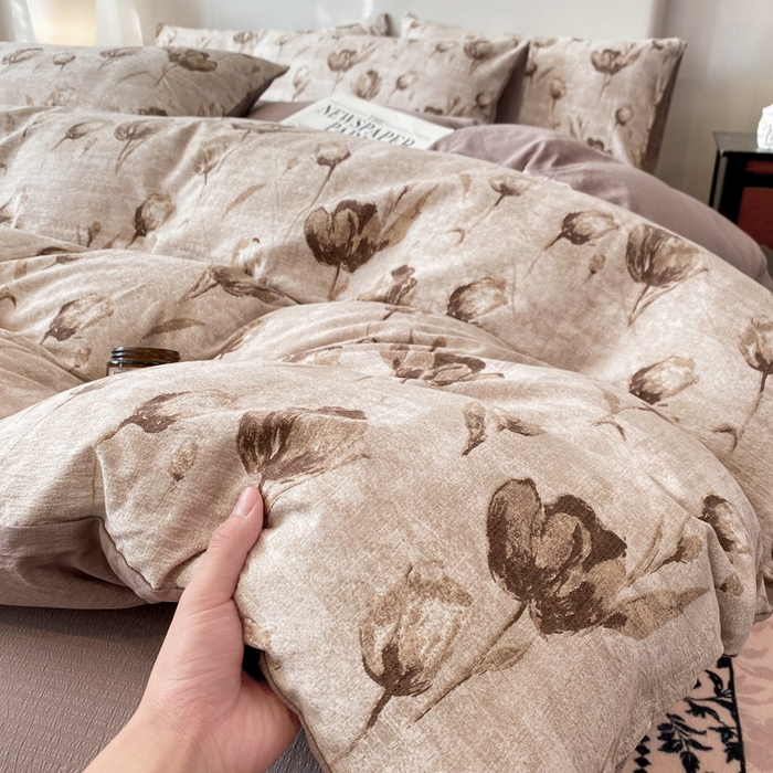 91家纺网 家纺一手货源 找家纺 红日子纺织品 2026春夏云感复古+小清新皱皱纱四件套 知音-卡