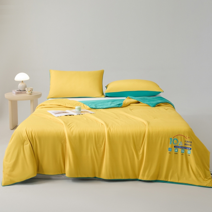 91家纺网 家纺一手货源 找家纺 宝士康家纺 2026春夏新款10A抗菌凉感丝夏被夏凉被空调被 橙黄绿野