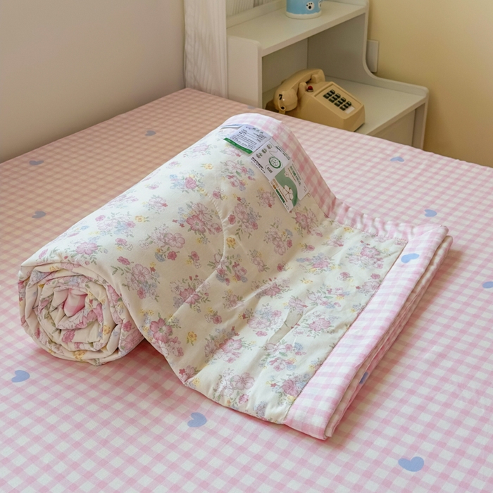 91家纺网 家纺一手货源 找家纺 蓝雀翎 2025新款全棉印花新疆棉花夏被 洛琳-粉