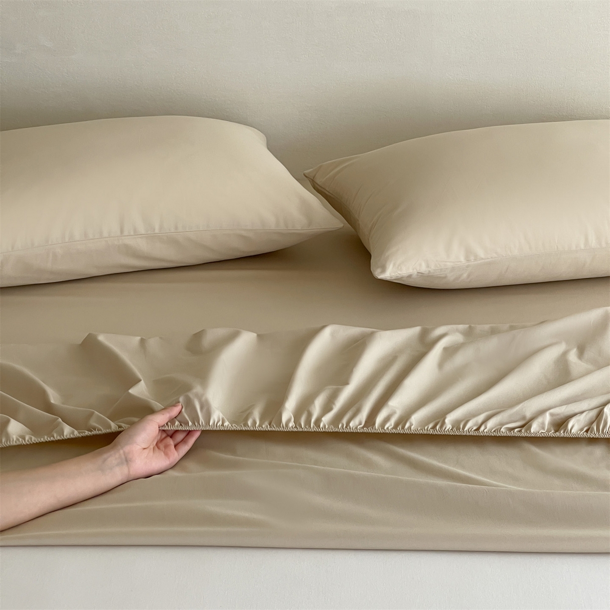 91家纺网 家纺一手货源 找家纺 三味舒屋 2026新款初色系列全棉水洗棉系列单品床笠（平台券后单品利润不低于45元/套件利润不低于120元 谢谢配合） 白卡其