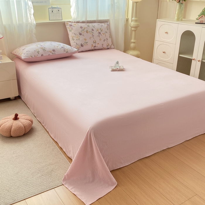 91家纺网 家纺一手货源 找家纺 红日子纺织品 2026春夏云感复古+小清新皱皱纱四件套 半岛花园