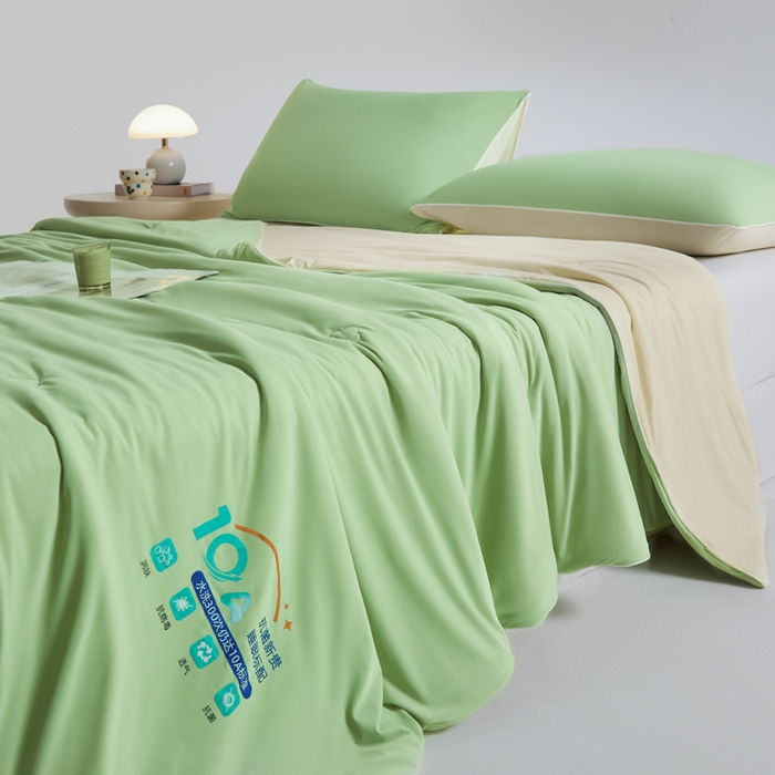 91家纺网 家纺一手货源 找家纺 宝士康家纺 2026春夏新款10A抗菌凉感丝夏被夏凉被空调被 绿豆冰冰