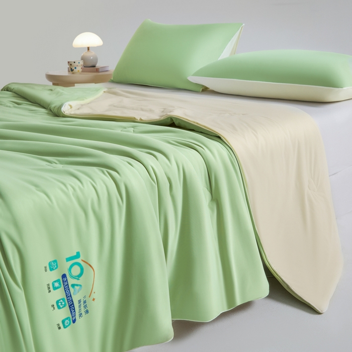 91家纺网 家纺一手货源 找家纺 宝士康家纺 2026春夏新款10A抗菌凉感丝夏被夏凉被空调被 绿豆冰冰