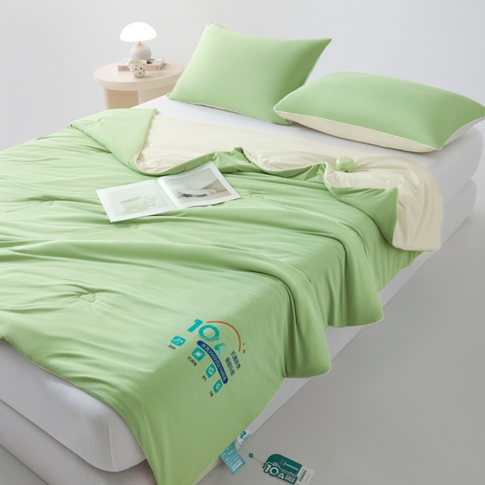 91家纺网 家纺一手货源 找家纺 宝士康家纺 2026春夏新款10A抗菌凉感丝夏被夏凉被空调被 绿豆冰冰